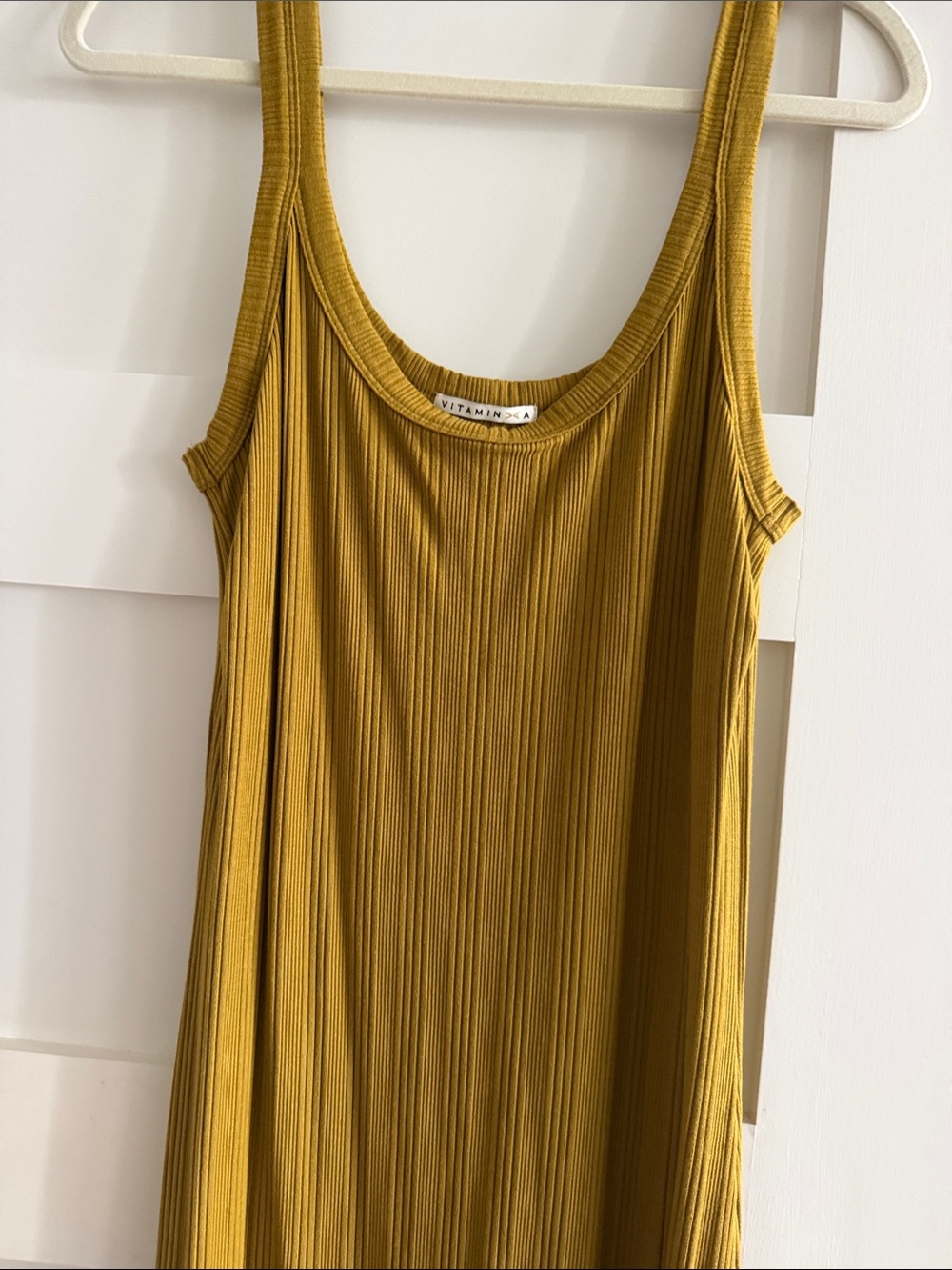 Vitamin A Ribbed Tank Maxi Dress in Mustard Yellow